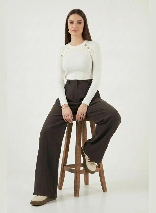 ليلا Lela Wide Leg High Waist Wide Leg Pleated Trousers Women's Pants 6923871